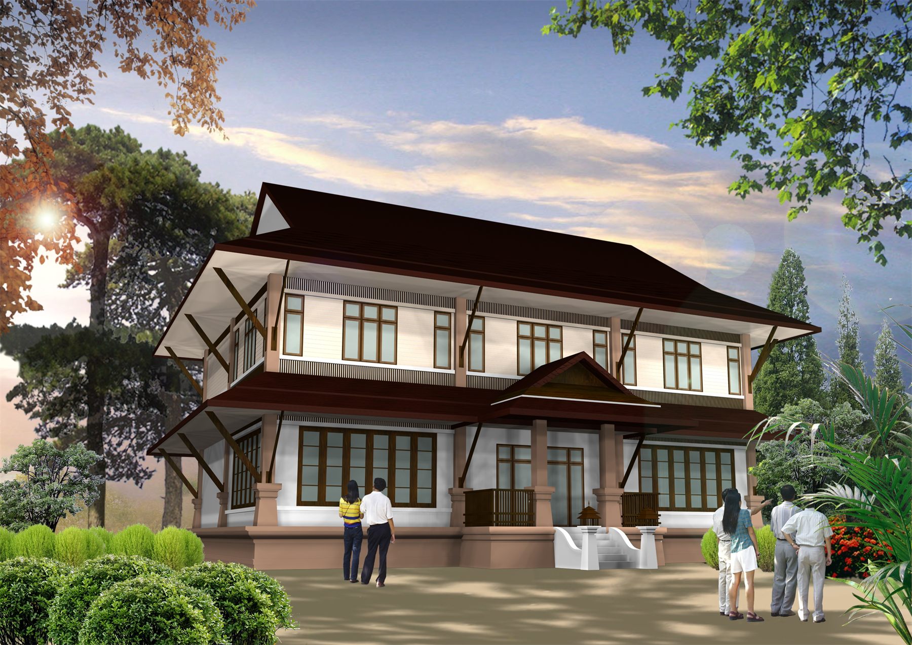 บ้านพักสองชั้นสไตล์ไทยร่วมสมัย